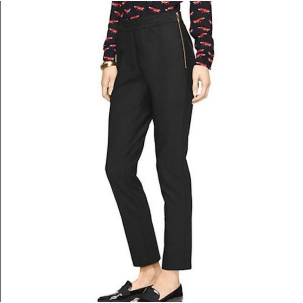 Kate Spade "Blaze a Trail" black side-zip pants.